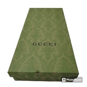 Gucci Gift Box Green Paisley Decorative Storage Empty Tie Box 12.5 x 6 x 2 FLAW